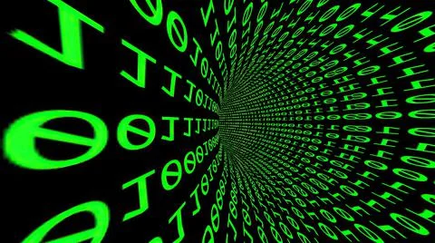 Driving Through Binary Data Tunnel 3d illustration イラスト素材