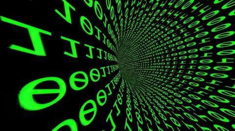 Driving Through Binary Data Tunnel 3d illustration イラスト素材