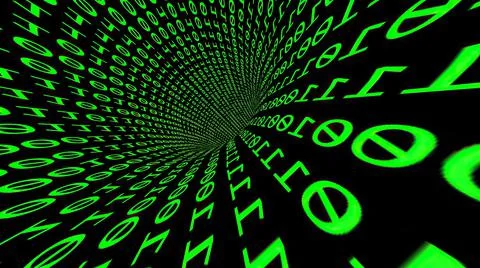 Driving Through Binary Data Tunnel 3d illustration Illustrazione stock