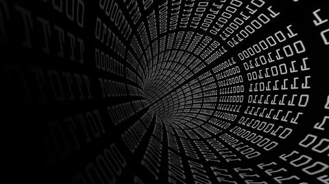 Driving Through Binary Data Tunnel Stock Illustration