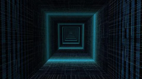 Driving through binary data tunnel イラスト素材