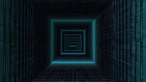 Driving through binary data tunnel Stockillustratie