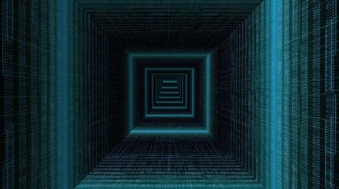 Driving through binary data tunnel Stock Illustration