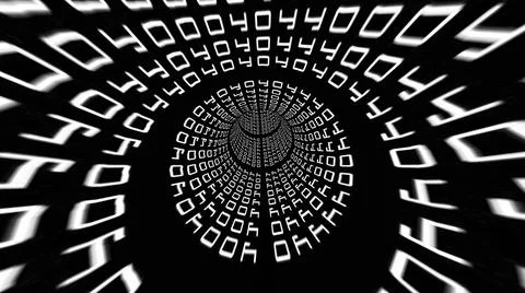 Driving Through Binary Data Tunnel 3d illustration Stock Illustration