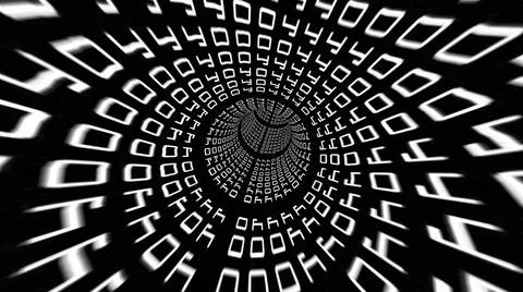 Driving Through Binary Data Tunnel 3d illustration Stock Illustration