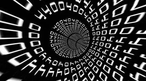 Driving Through Binary Data Tunnel 3d illustration Stock Illustration