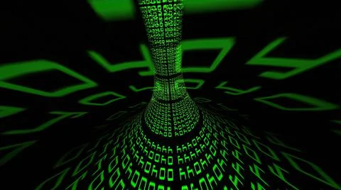 Driving through binary data tunnel Stock Illustration