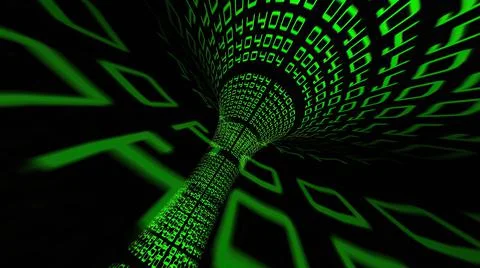 Driving through binary data tunnel 스톡 일러스트