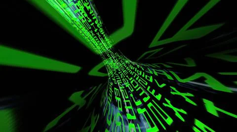 Driving through binary data tunnel Stock Illustration