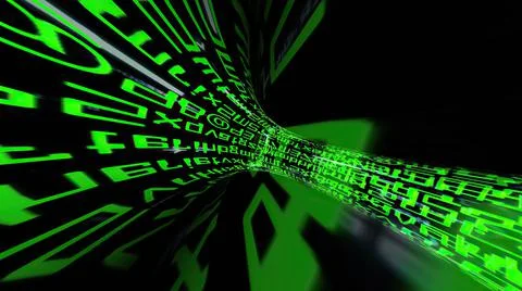 Driving through binary data tunnel Stock Illustration