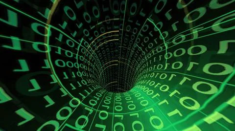 Driving through Binary Data Tunnel Stock Illustration