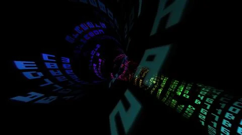 Driving through the binary data tunnel Stock Illustration