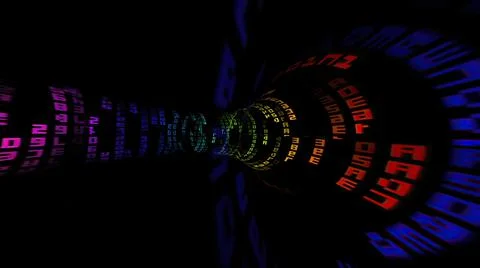 Driving through the binary data tunnel Stock Illustration