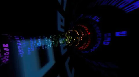 Driving through the binary data tunnel Stock Illustration