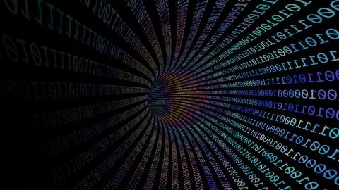 Driving Through Binary Data Tunnel Illustrazione stock