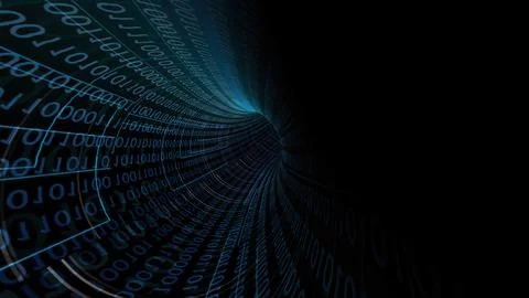 Driving Through Binary Data Tunnel Stockillustratie