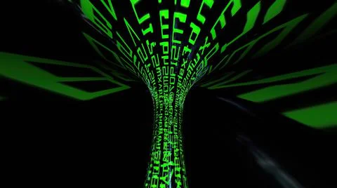 Driving through binary data tunnel Stockfoto's