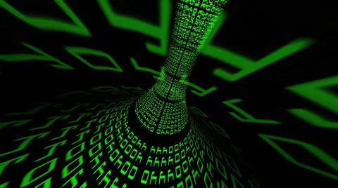 Driving through binary data tunnel Foto stock