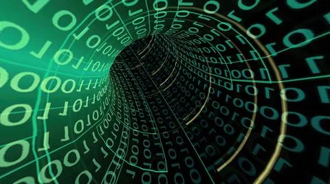 Driving through Binary Data Tunnel Foto stock