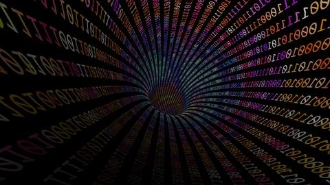 Driving Through Binary Data Tunnel Stockfoto's