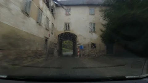 Driving through Bistra monastery and small village Stock Footage 171869981