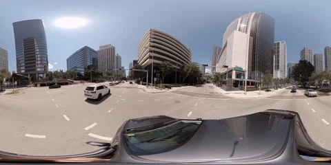 Driving through Brickell during Coronavirus Covid 19 shut down quarantine 360 Stock Footage 127842613