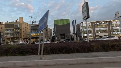 Driving Through Bright City District Streets New Cairo Showing Buildings Traffic Stock Footage 329893626