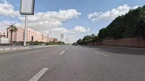 Driving Through Broad Residential Streets New Cairo Showing Buildings Traffic Stock Footage 329655679