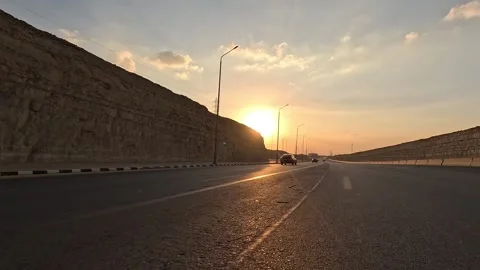Driving Through Cairo Ain Sokhna Desert Highway Showing Continuous Vehicle Stock Footage 329963712