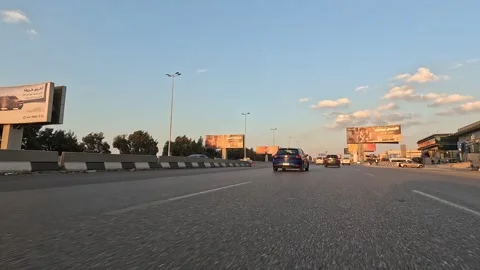 Driving Through Cairo Ain Sokhna Desert Highway Showing Traffic Toward Red Sea Stock-Footage 329964208