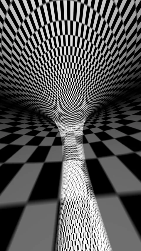 Driving through the Checkerboard Pattern tunnel vertical video Stock Footage 307965875