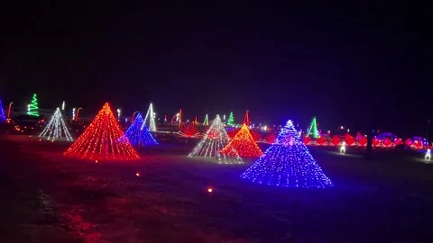 Driving through a Christmas Light display during Christmas Stock Footage 223448188