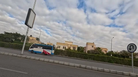 Driving Through City District Streets New Cairo Showing Buildings Traffic Vidéo 329706448