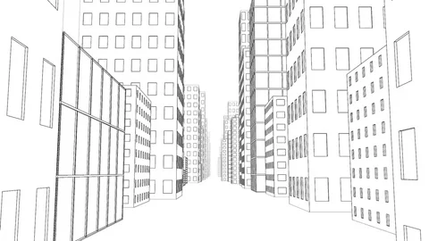 Driving through a city in a drawing style (looping file) Stock Footage 73591970