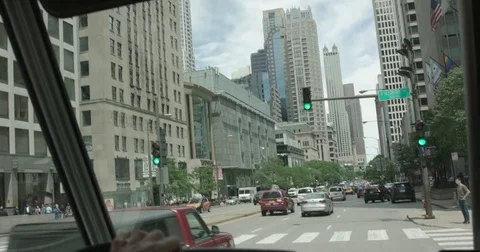 Driving through the city in a Post Van Stock Footage 79832524