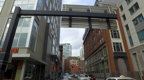 Driving Through The City Rear View Stock Footage 104640486