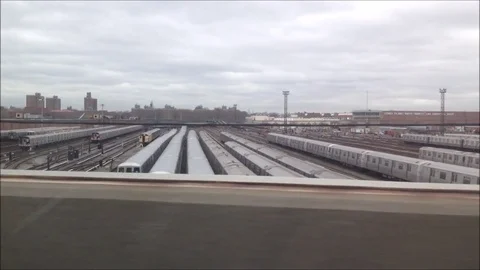 Driving through City - Train Yard Stock Footage 75361638