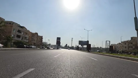 Driving Through Clean Streets New Cairo Showing Buildings Traffic Vehicles Stock Footage 329816458