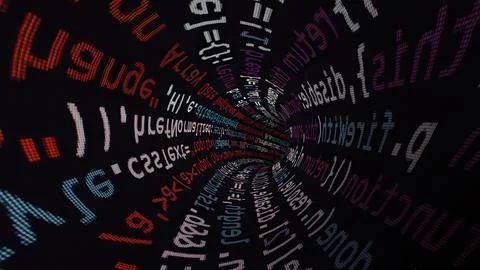 Driving through code data tunnel 스톡 일러스트