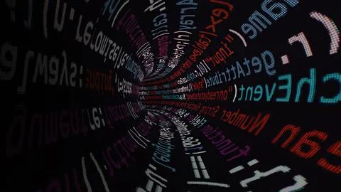 Driving through code data tunnel Stock Illustration