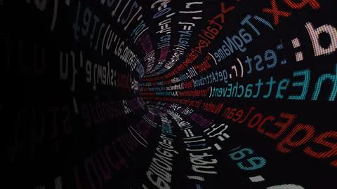 Driving through code data tunnel Stock Illustration