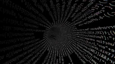 Driving Through Code Data Tunnel 스톡 사진