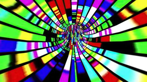 Driving through the Colorful light rays tunnel Stock Illustration
