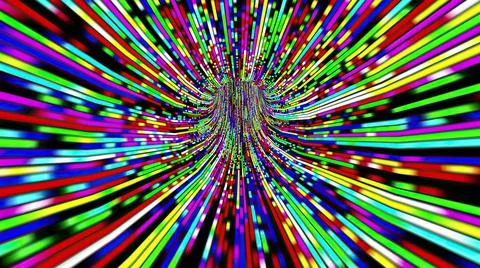Driving through the Colorful light rays tunnel Stock Illustration