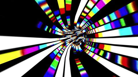 Driving through the Colorful light rays tunnel Illustrazione stock