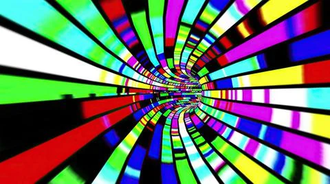 Driving through the Colorful light rays tunnel Stock Illustration