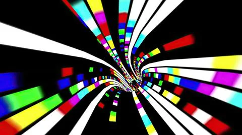 Driving through the Colorful light rays tunnel Stock Illustration