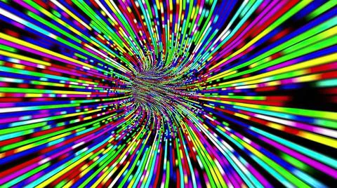 Driving through the Colorful light rays tunnel 库存插图