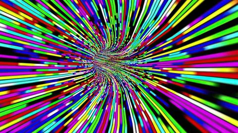 Driving through the Colorful light rays tunnel Stock Illustration