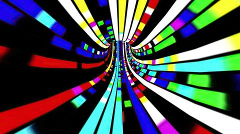 Driving through the Colorful light rays tunnel Stock Illustration